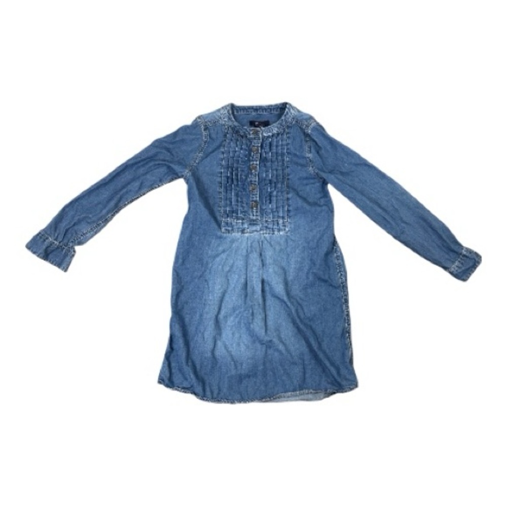 GAP Kids Chambray Blue Denim Long Sleeve Shirt Dress Girls Medium